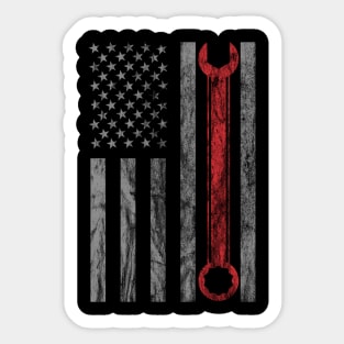 Distressed Mechanic Usa Flag Sticker